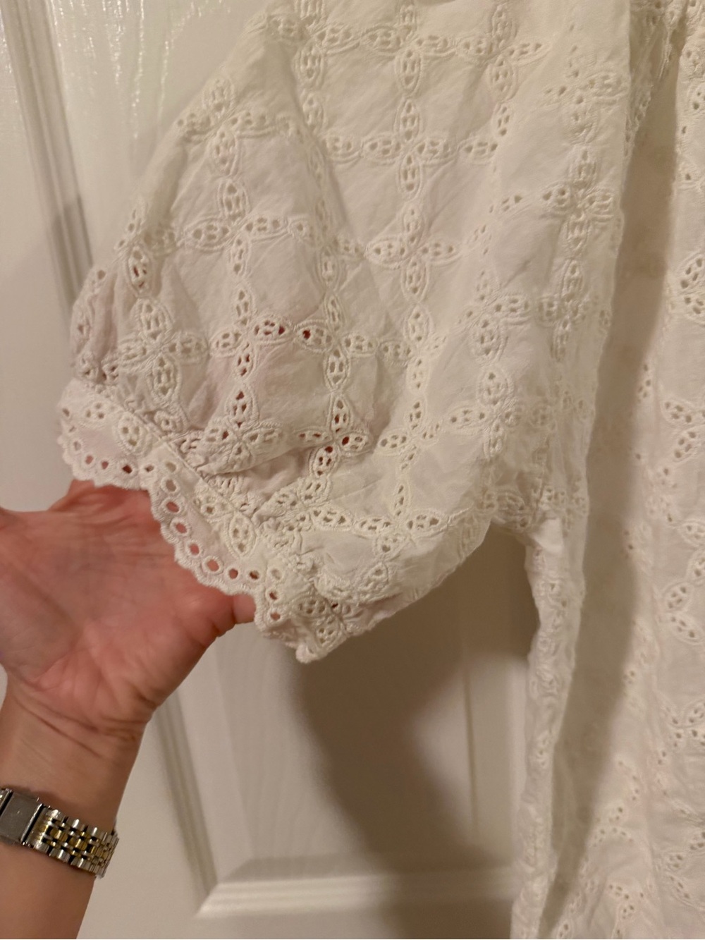 White Eyelet Peasant Top - Picture 4 of 5